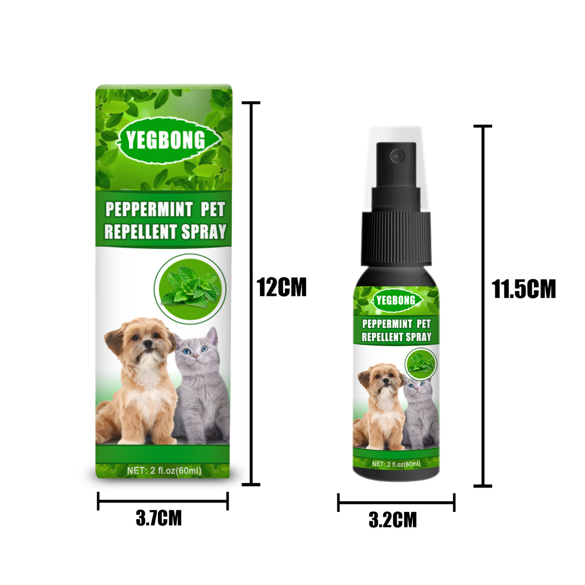 Vaporisateur anti-acariens à la menthe pour animaux, 60 ml