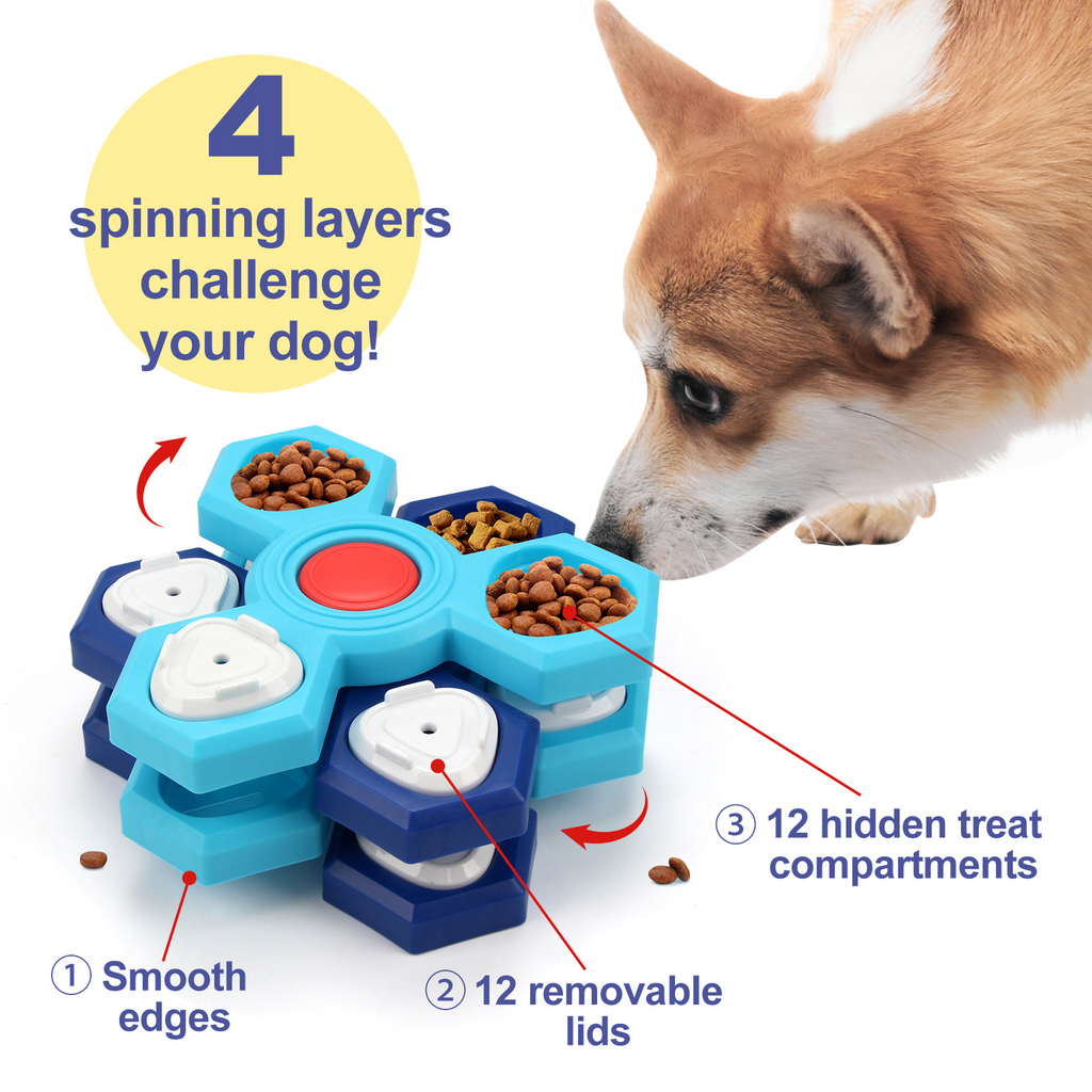 Casse-tête à gâteries pour chien, niveaux progressifs