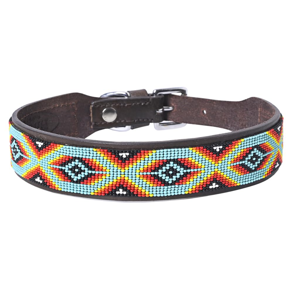 Collier en cuir western perlé pour chien