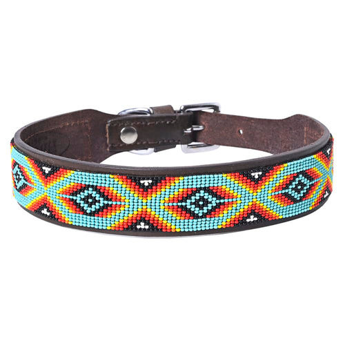 Collier en cuir western perlé pour chien